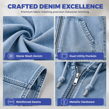 ⭐Trending Now⭐ Oversize Hooded Denim Vest – Utility Pockets & Relaxed Fit
