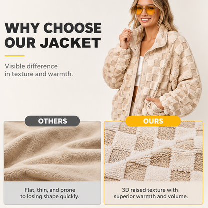 ❄️ Cozy Winter Comfort | Women's Checkerboard Plush Jacket ⚡ Free Shipping