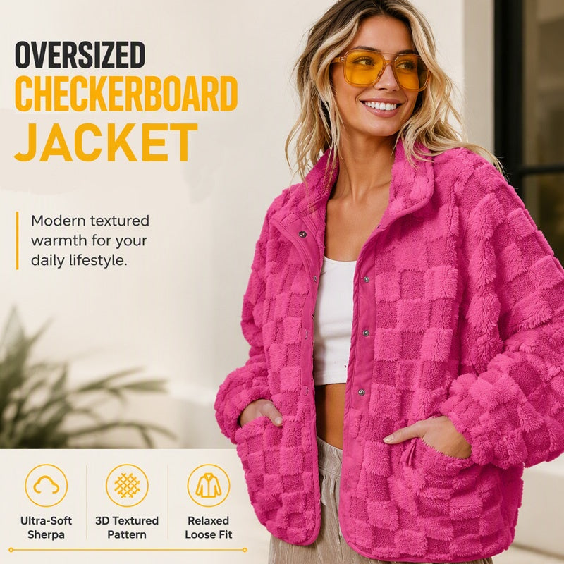 ❄️ Cozy Winter Comfort | Women's Checkerboard Plush Jacket ⚡ Free Shipping
