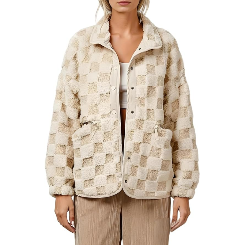 ❄️ Cozy Winter Comfort | Women's Checkerboard Plush Jacket ⚡ Free Shipping
