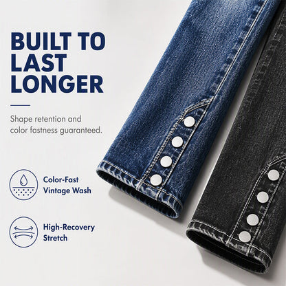 💖 Latest Design Free Shipping | Women's Stretch Slim-Fit Jeans with Button-Hem Detail