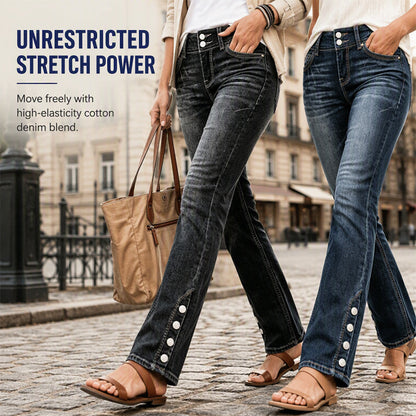 💖 Latest Design Free Shipping | Women's Stretch Slim-Fit Jeans with Button-Hem Detail