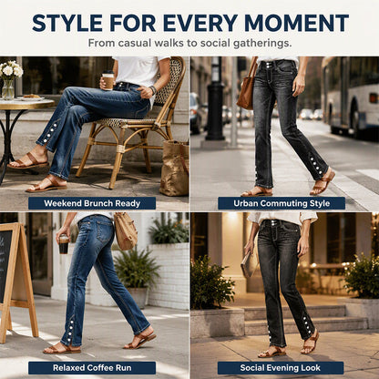 💖 Latest Design Free Shipping | Women's Stretch Slim-Fit Jeans with Button-Hem Detail
