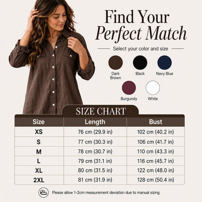 🌿 Easy, Breezy Comfort | Women's Cotton-Linen Long-Sleeve Shirt Dress