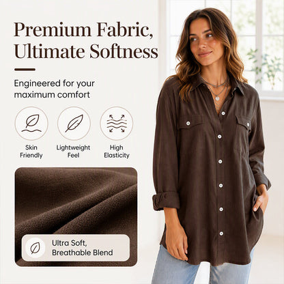 🌿 Easy, Breezy Comfort | Women's Cotton-Linen Long-Sleeve Shirt Dress
