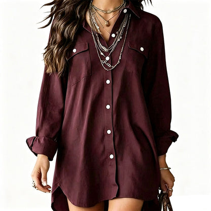 🌿 Easy, Breezy Comfort | Women's Cotton-Linen Long-Sleeve Shirt Dress