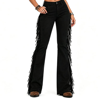 💃 Fringe That Moves With You | Women's High-Waist Flare Jeans