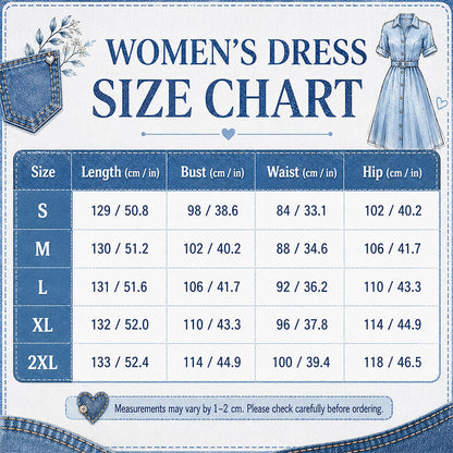 ✨ Easy Denim Style | Women's Relaxed Button-Front Denim Shirt Dress