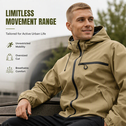 🌧️ All-Weather Utility | Men's Waterproof Oversized Hooded Jacket