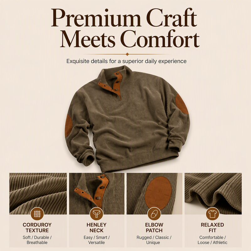 ⌛Limited-Time Offer-Men's Corduroy Stand Collar Sweatshirt