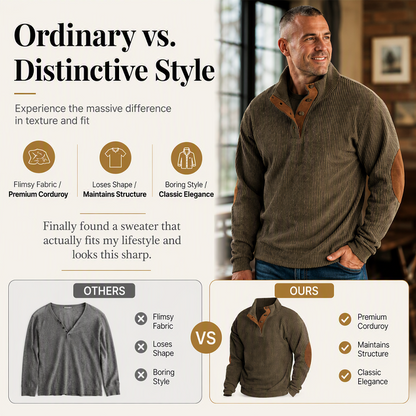 ⌛Limited-Time Offer-Men's Corduroy Stand Collar Sweatshirt