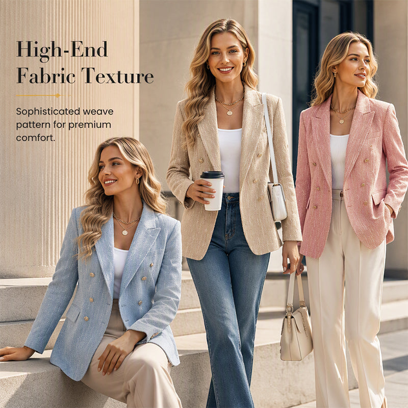 Women's Casual Double-Breasted Blazer Jacket