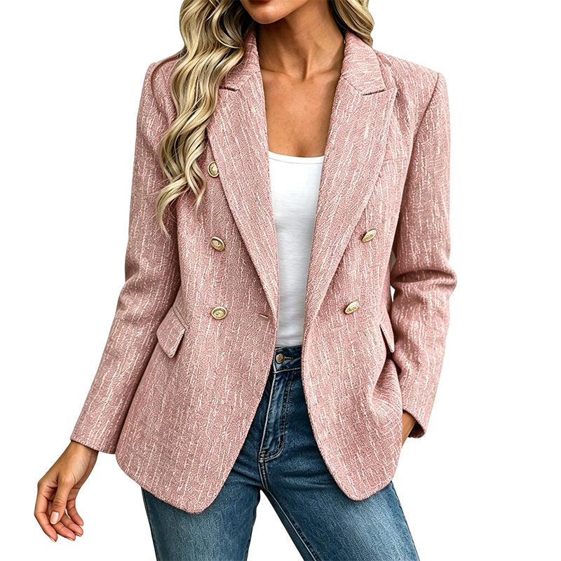 Women's Casual Double-Breasted Blazer Jacket