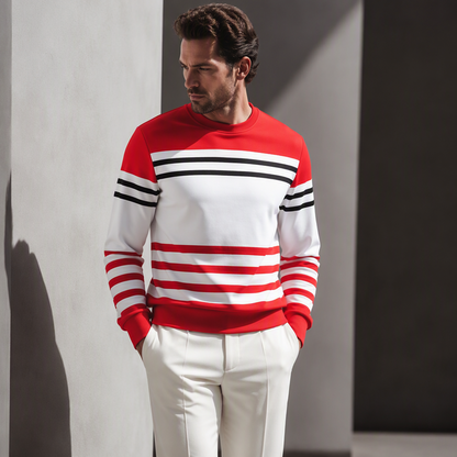 ✨ Easy Everyday Style | Men's Striped Colorblock Long-Sleeve Sweatshirt
