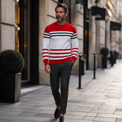 ✨ Easy Everyday Style | Men's Striped Colorblock Long-Sleeve Sweatshirt