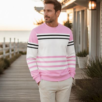 ✨ Easy Everyday Style | Men's Striped Colorblock Long-Sleeve Sweatshirt