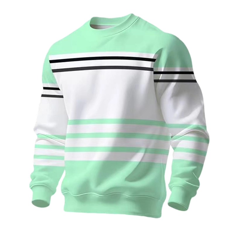 ✨ Easy Everyday Style | Men's Striped Colorblock Long-Sleeve Sweatshirt