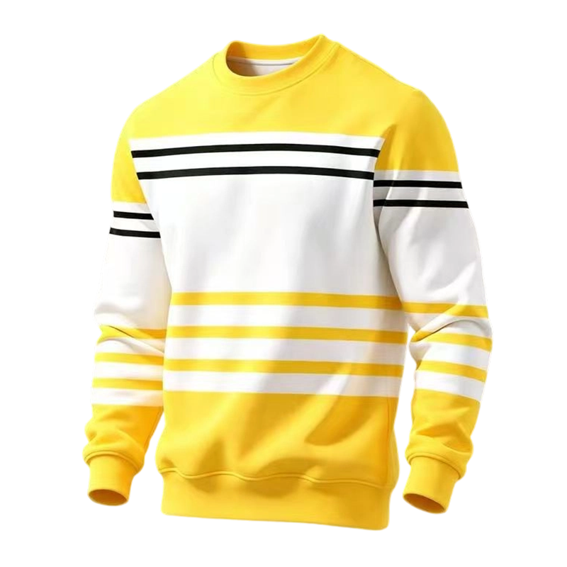 ✨ Easy Everyday Style | Men's Striped Colorblock Long-Sleeve Sweatshirt