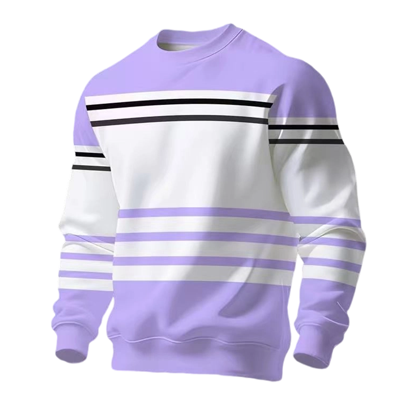 ✨ Easy Everyday Style | Men's Striped Colorblock Long-Sleeve Sweatshirt