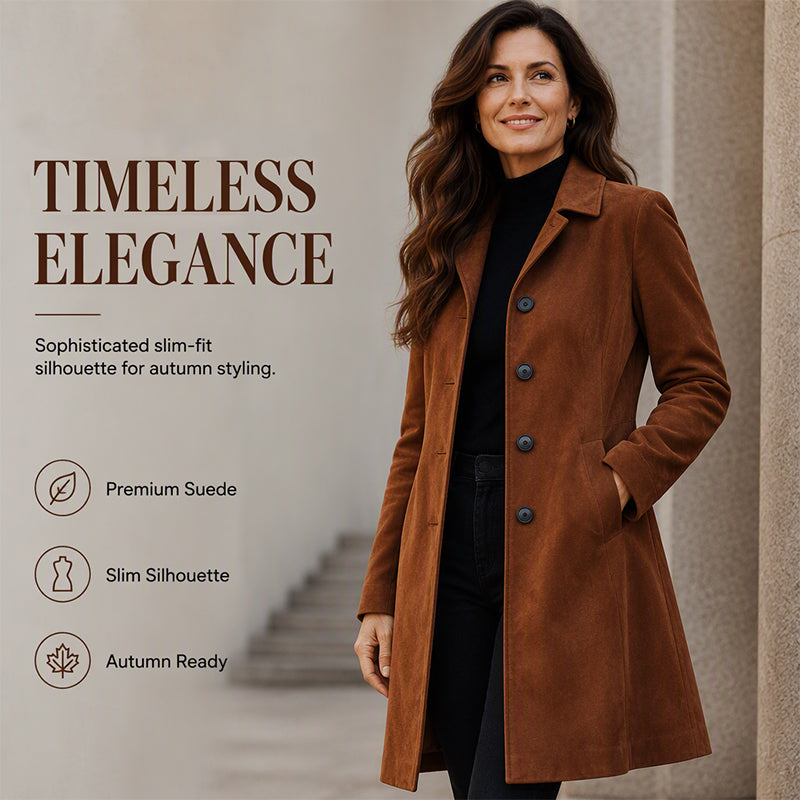 ✨ Timeless Faux Suede Style | Women's Longline Trench Coat ⚡ Free Shipping