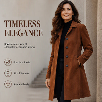✨ Timeless Faux Suede Style | Women's Longline Trench Coat ⚡ Free Shipping