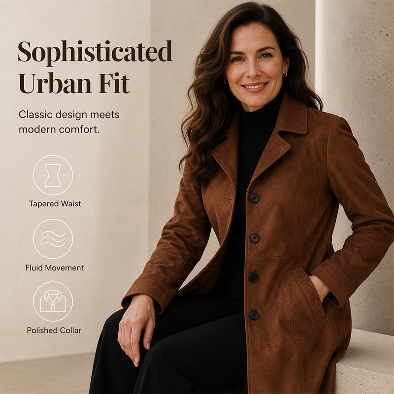 ✨ Timeless Faux Suede Style | Women's Longline Trench Coat ⚡ Free Shipping