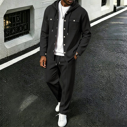 🧥Relaxed Sporty, Multi-Occasion – Men's Waffle Hooded Jacket & Pants Set ✨