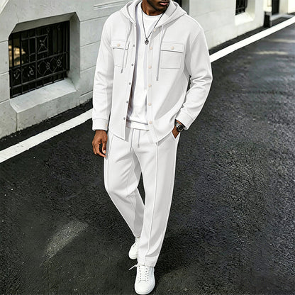 🧥Relaxed Sporty, Multi-Occasion – Men's Waffle Hooded Jacket & Pants Set ✨