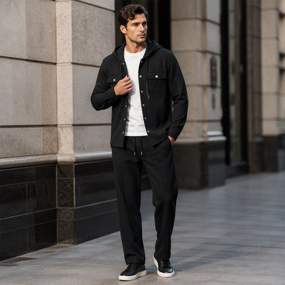 🧥Relaxed Sporty, Multi-Occasion – Men's Waffle Hooded Jacket & Pants Set ✨