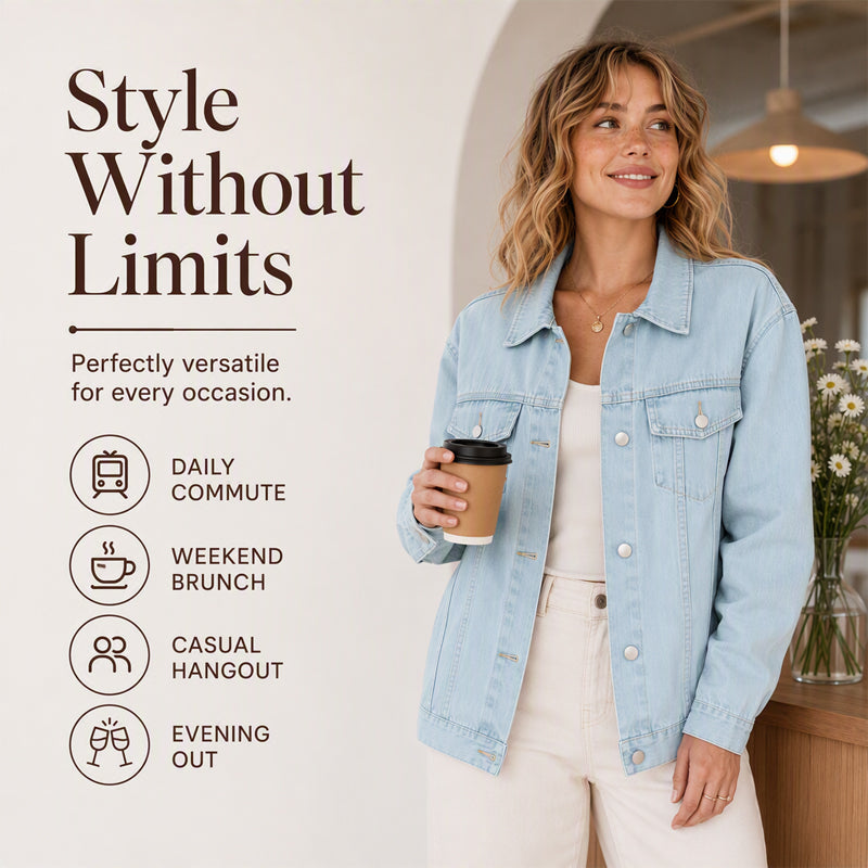 Women's Oversized Washed Denim Jacket