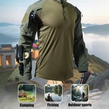 🦾 Built Tough, Moves Easy | Men's Multi-Pocket Quarter-Zip Tactical Top