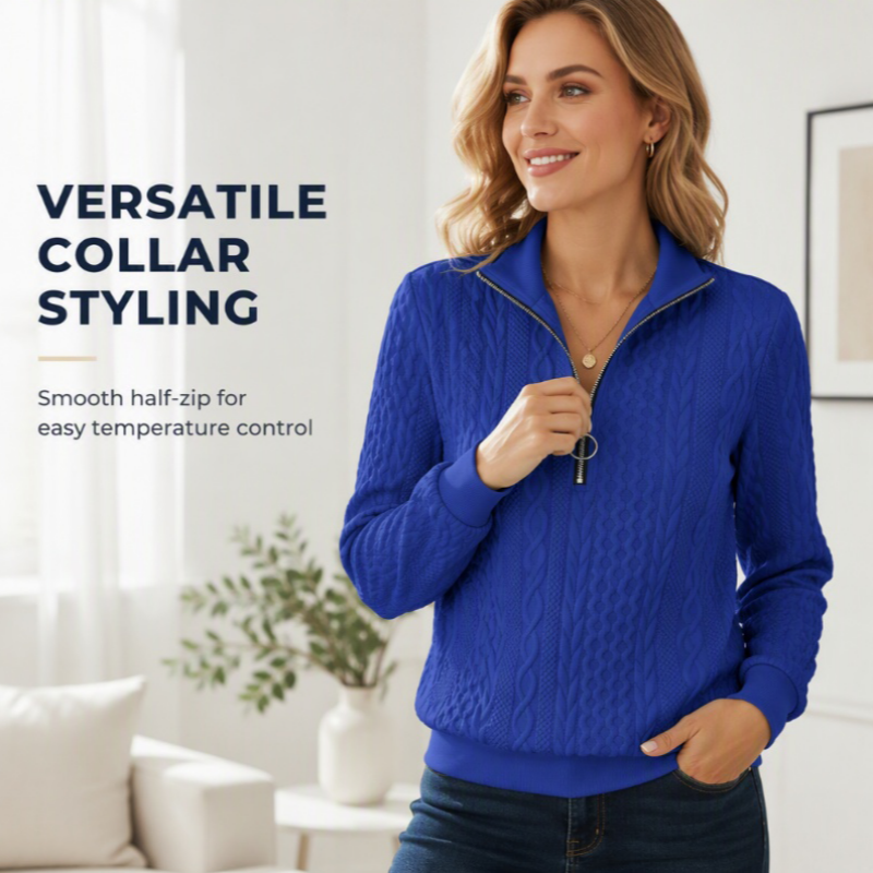 Women’s Half-Zip Cable Knit Sweatshirt