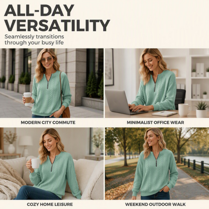 Women’s Half-Zip Cable Knit Sweatshirt