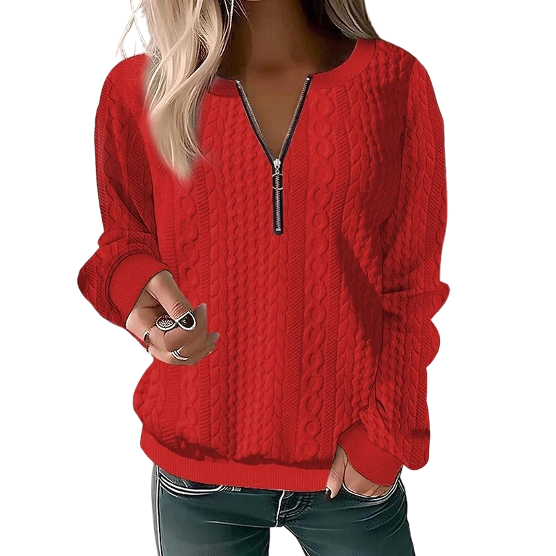 Women’s Half-Zip Cable Knit Sweatshirt