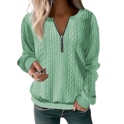 Women’s Half-Zip Cable Knit Sweatshirt