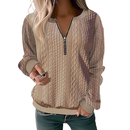 Women’s Half-Zip Cable Knit Sweatshirt