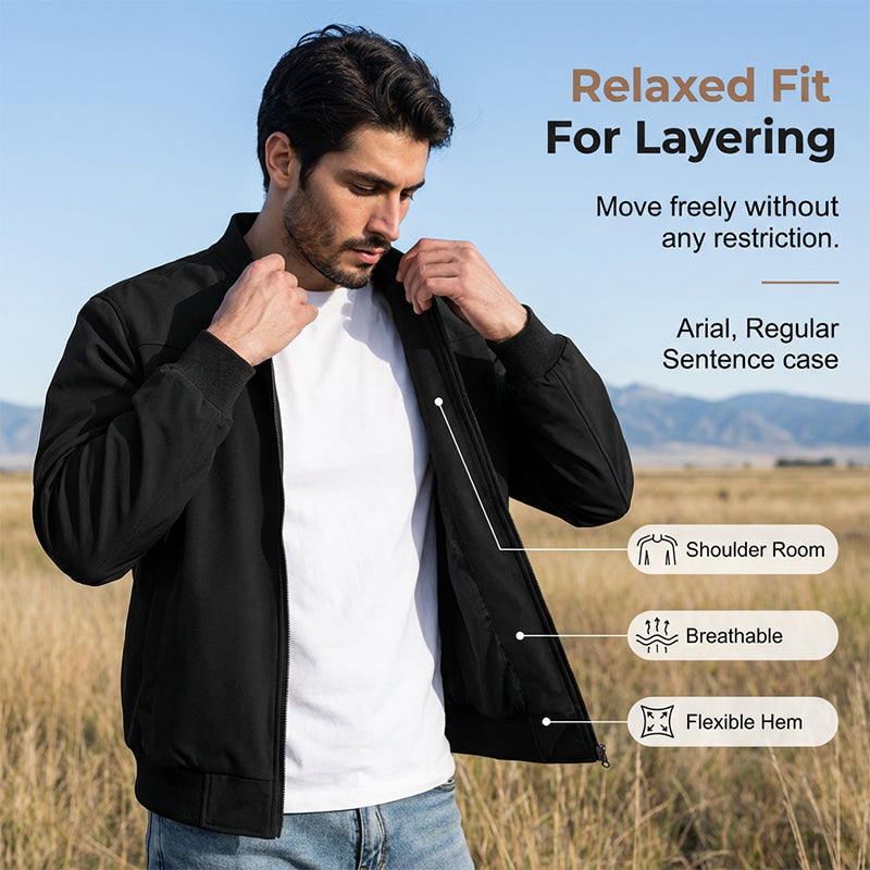 🧥 Rugged Texture, Easy Layering | Men's Suede-Look Western Bomber Jacket