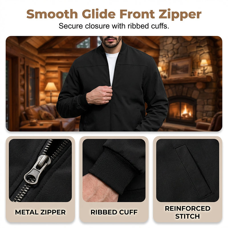 🧥 Rugged Texture, Easy Layering | Men's Suede-Look Western Bomber Jacket