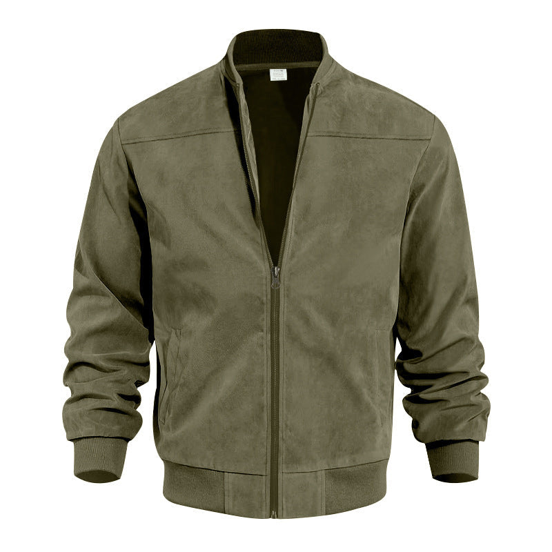 🧥 Rugged Texture, Easy Layering | Men's Suede-Look Western Bomber Jacket