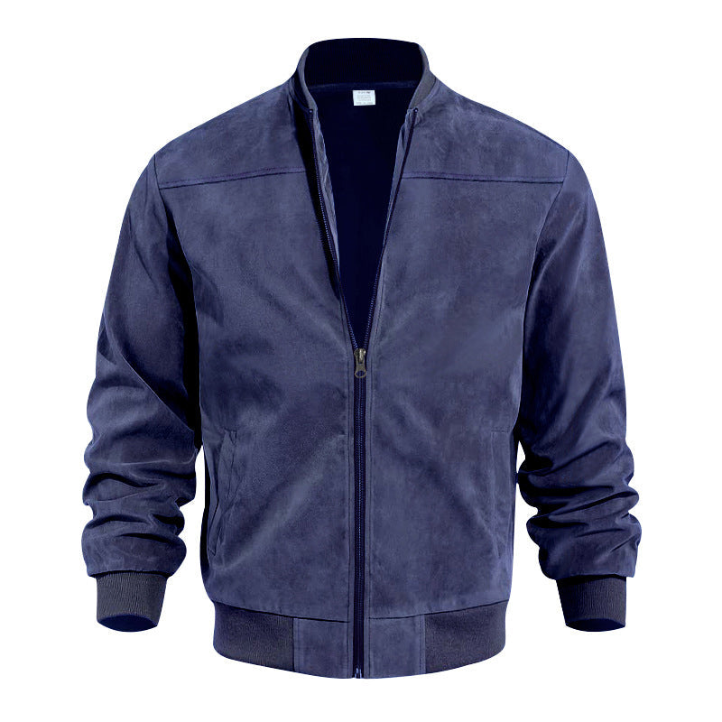 🧥 Rugged Texture, Easy Layering | Men's Suede-Look Western Bomber Jacket
