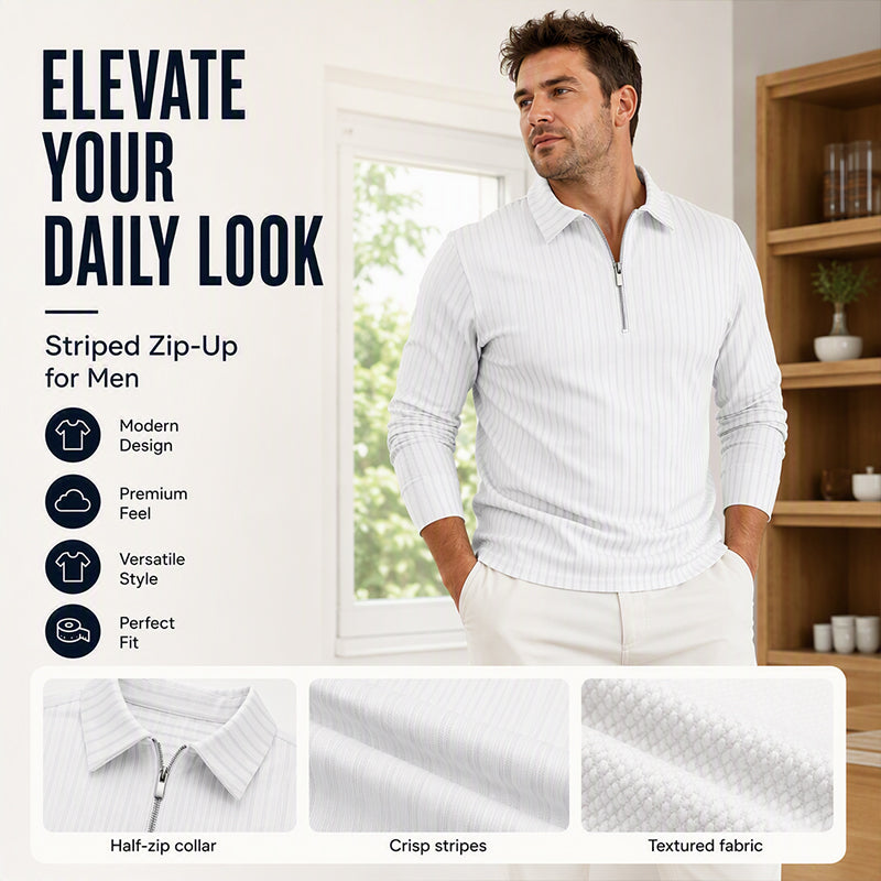 🍁New Fall Collection-Men's Casual Quarter-Zip Striped Shirt