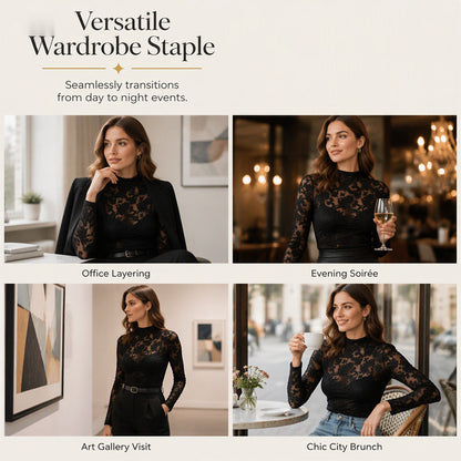 Women's Elegant Long-Sleeve Lace Shirt
