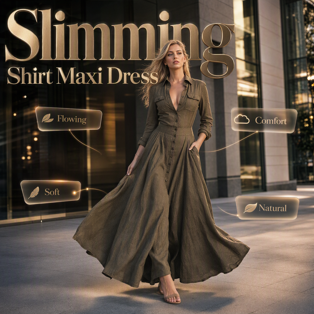 Women's Lapel Button Down Maxi Dress