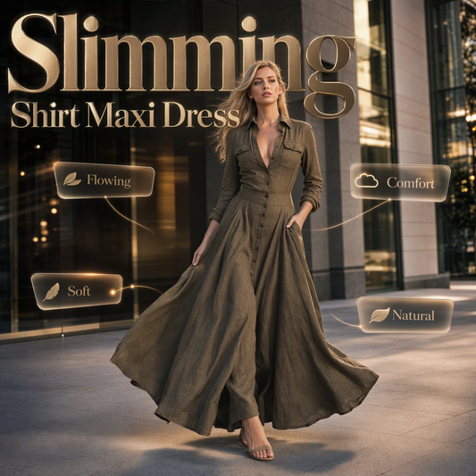 Women's Lapel Button Down Maxi Dress