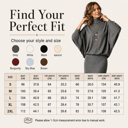 ✨ One Set, More Ways to Wear | Women's Batwing Top & Maxi Skirt 2-Piece Set