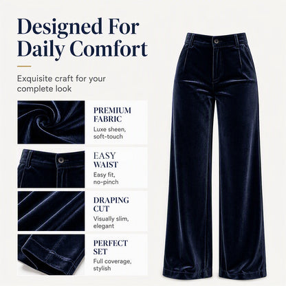 ✨ Elevated Comfort | Women's High-Waisted Velvet Wide-Leg Pants
