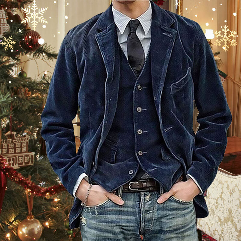 Men's Winter Fleece Corduroy Blazer