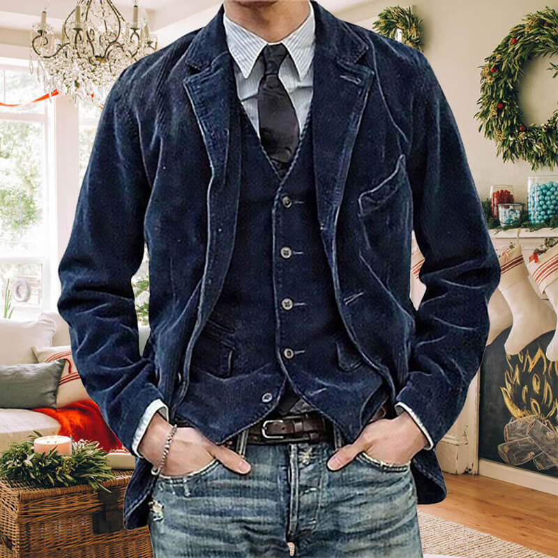 Men's Winter Fleece Corduroy Blazer