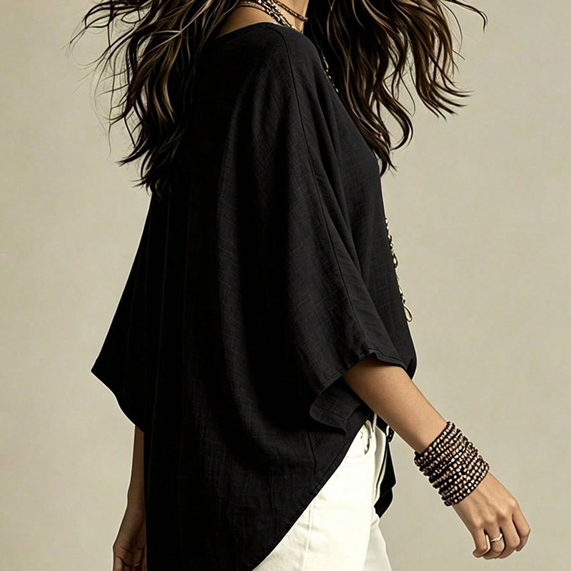 Women's Effortless Draped V-Neck Blouse