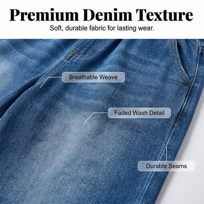 Women's Elastic Waist Wide Leg Denim Pants